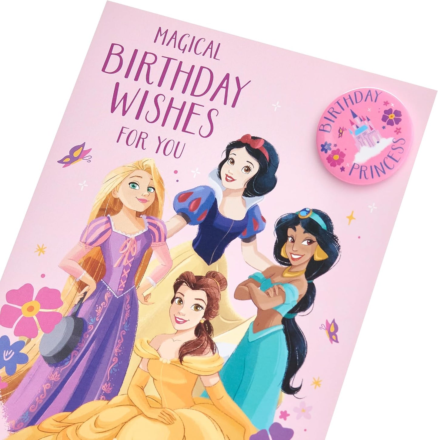 Disney Princess Design Birthday Card with Badge