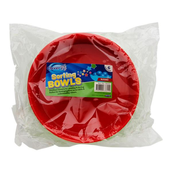 Pack of 6 Assorted Colours Round Sorting Bowls by Cleaver Kidz