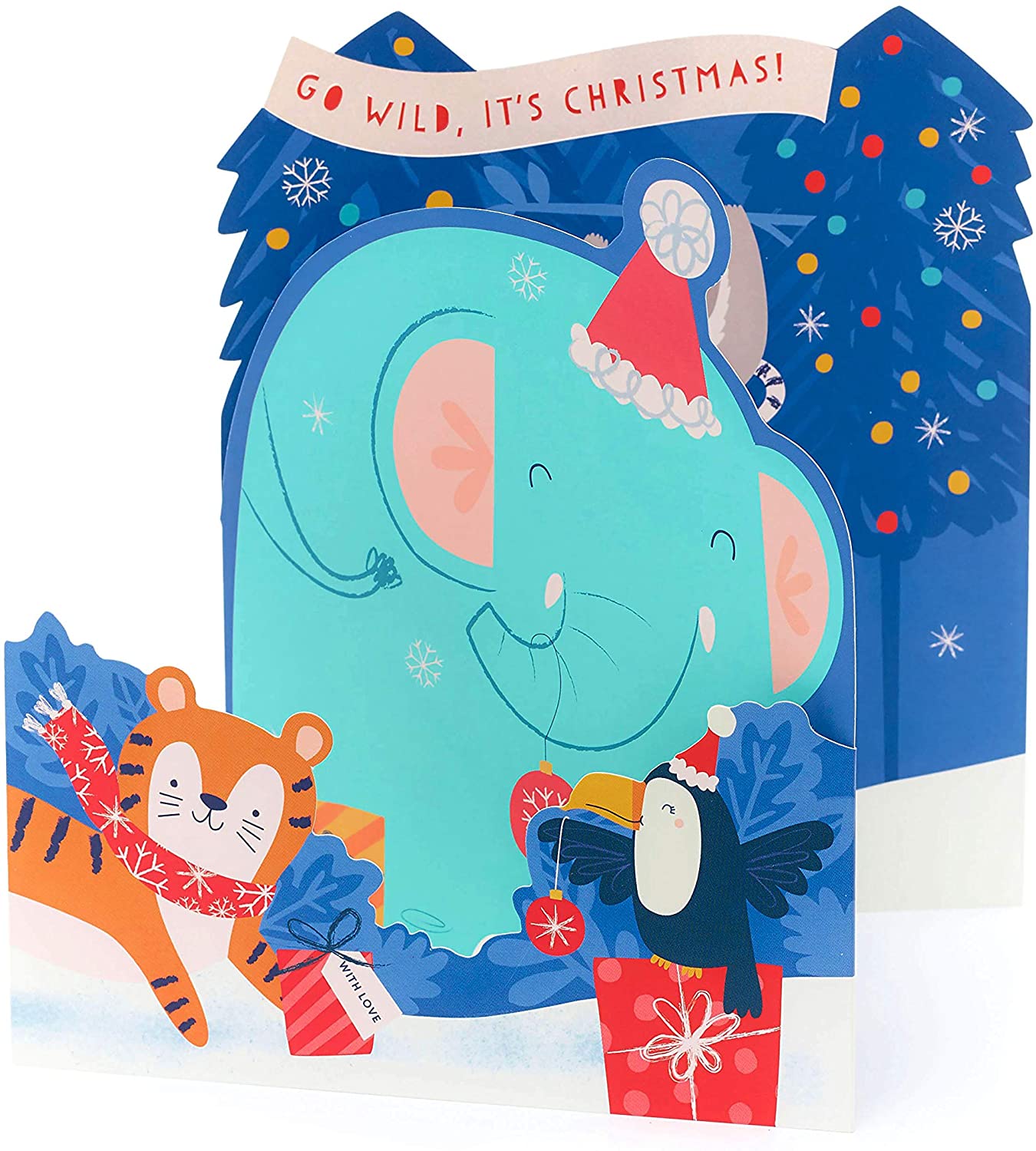 Kids Christmas Card Go Wild Cute Elephant Design 