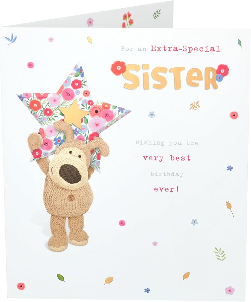 Boofle Holding A Big Star Sister Birthday Card
