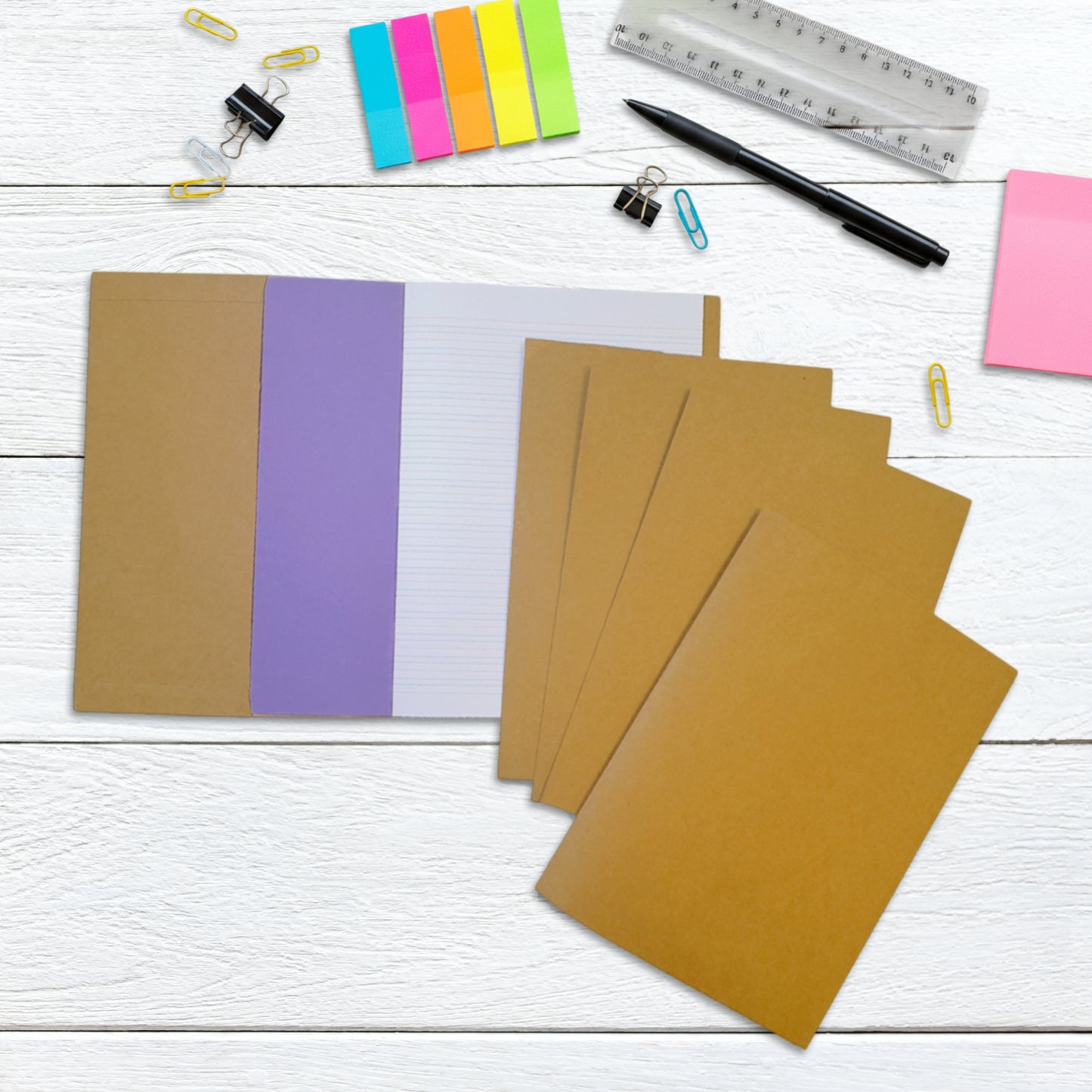 Pack of 5 A4 Kraft Paper Exercise Book Covers by Janrax