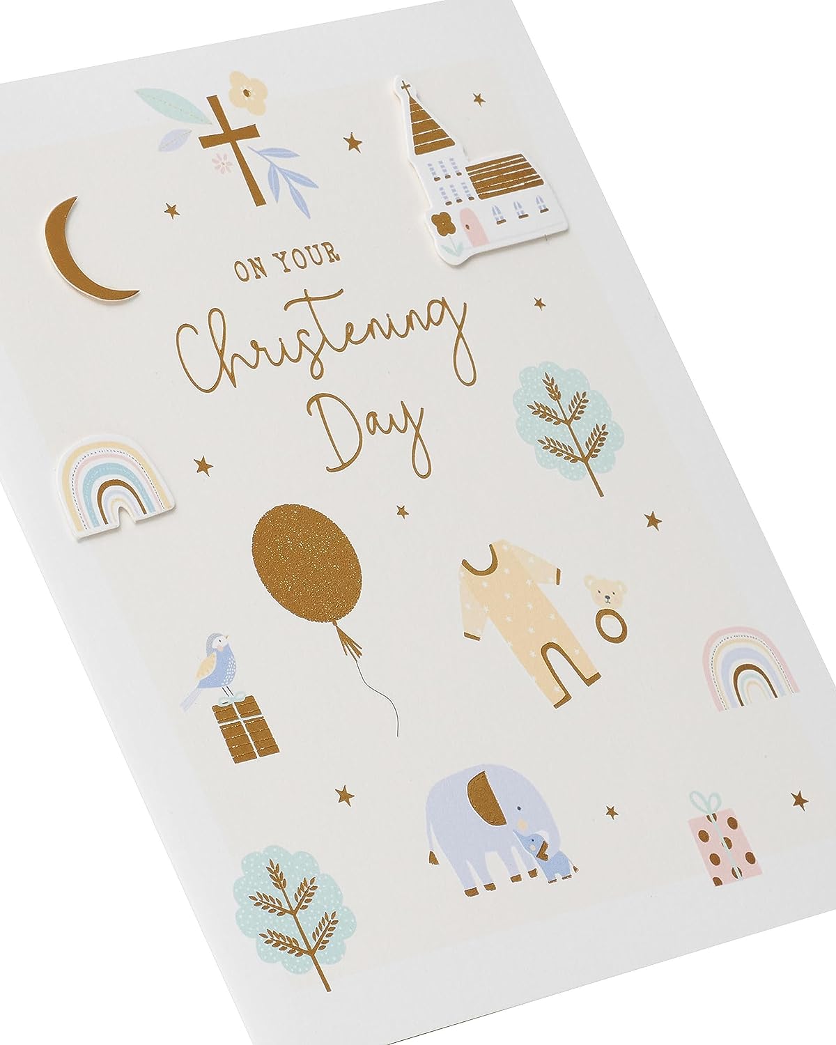 Symbol Design with 3D Elements Christening Card 