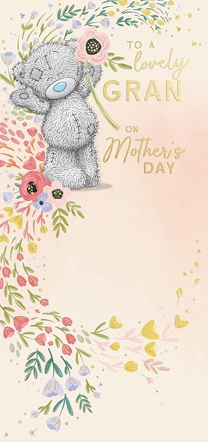 Bear Holding Up Flower Lovely Gran Mother's Day Card