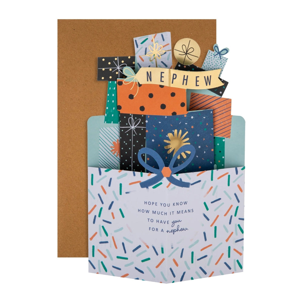 3D Pile of Presents Design Nephew Birthday Card