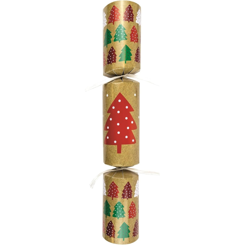 Pack of 8 12" Kraft Effect Tree Design Christmas Crackers