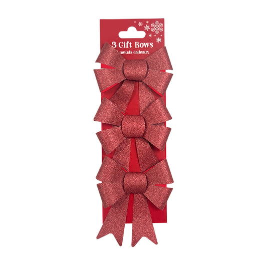Pack of 3 Christmas Red Present Gift Bows
