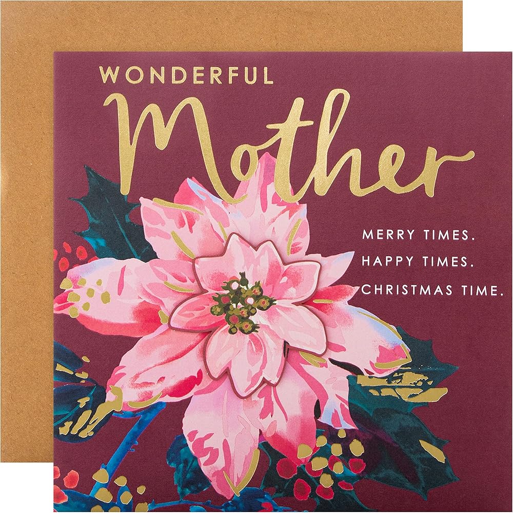 Classic Illustrated Seasonal Floral Design Mother Christmas Card