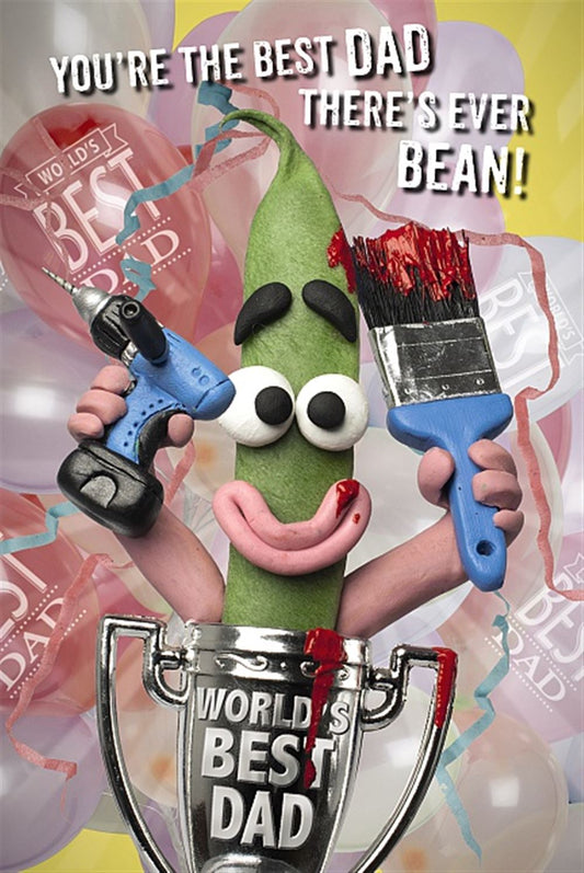 Bean With Paint Brush 'Best Dad There's Ever Bean' Funny Father's Day Card