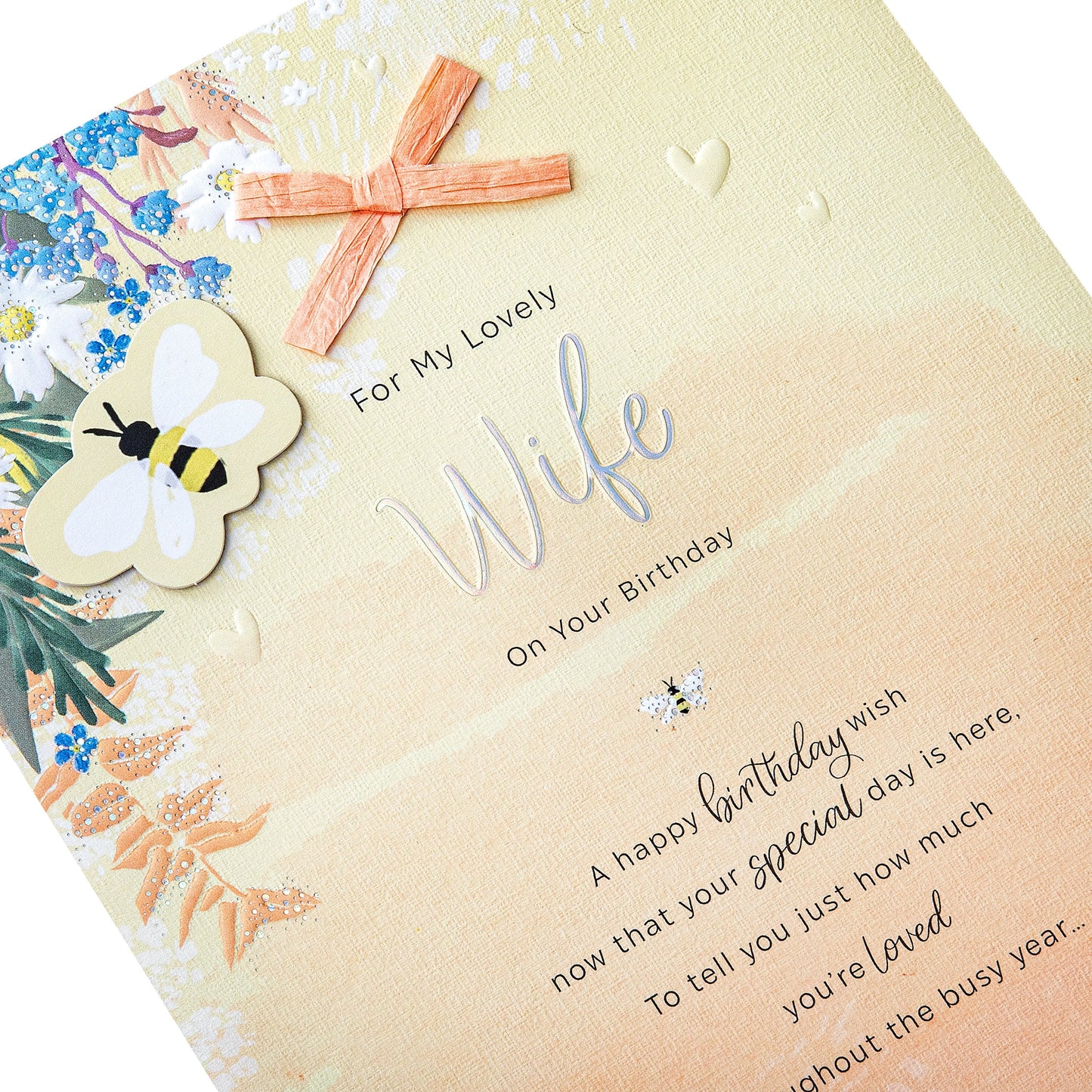 Orange Florals Design & Heartfelt Verse Wife Birthday Card