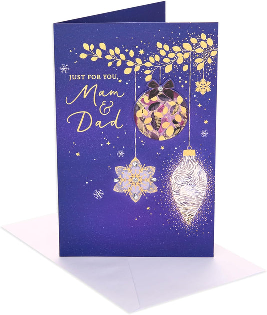 Baubles Design Mam & Dad Christmas Card