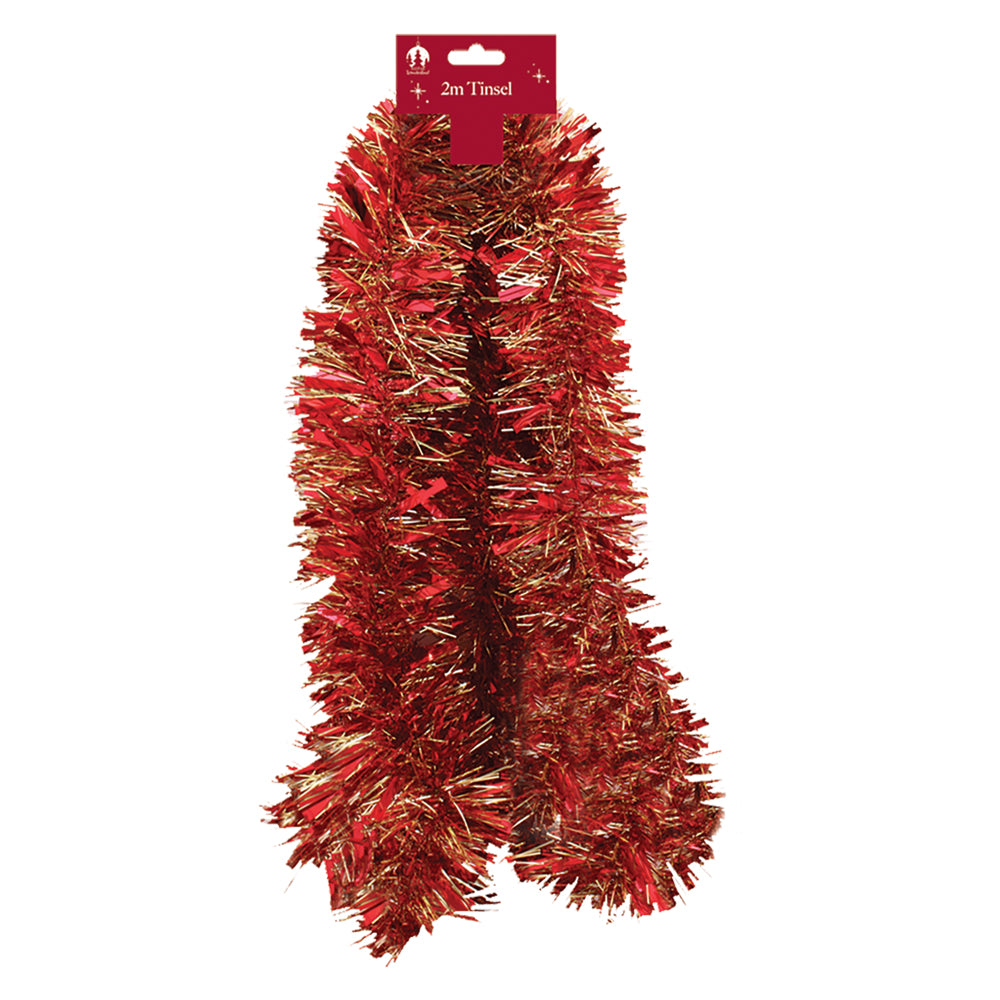 2m Christmas Chunky Tinsel - Red & Gold
