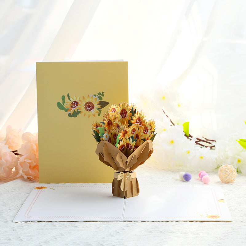 Bouquet of Sunflowers 3D Pop Up Greeting Card - Mother's Day Wedding Anniversary
