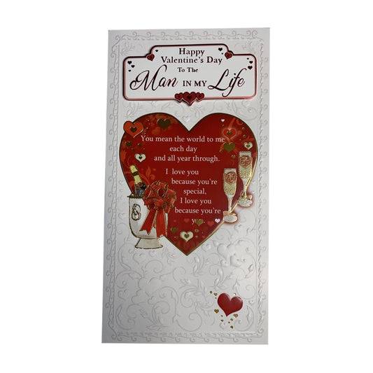 Man In My Life Champagne and Glass Design Valentine's Day Card