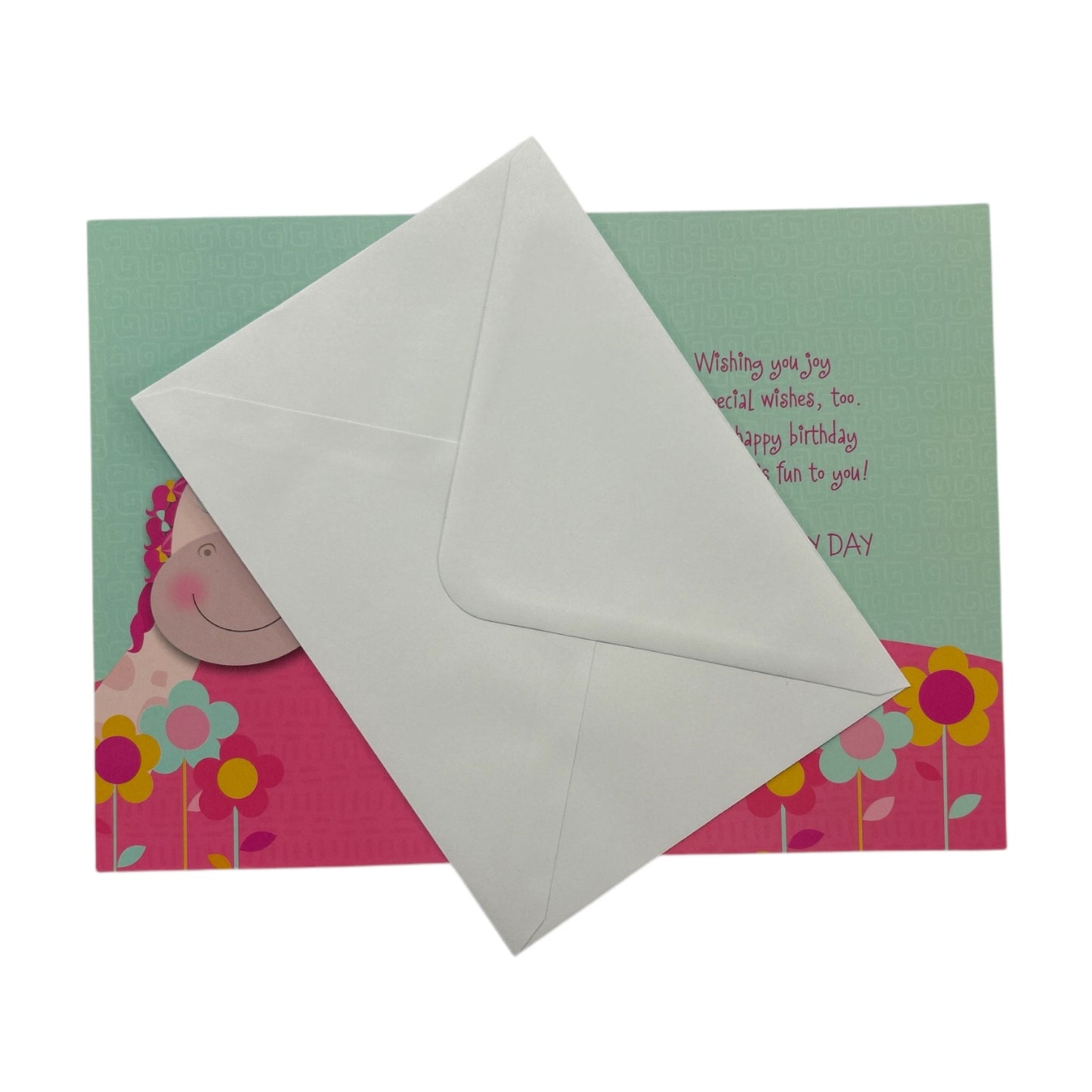 Age 03 Female Juvenile Pinky Giraffe Design Birthday Card