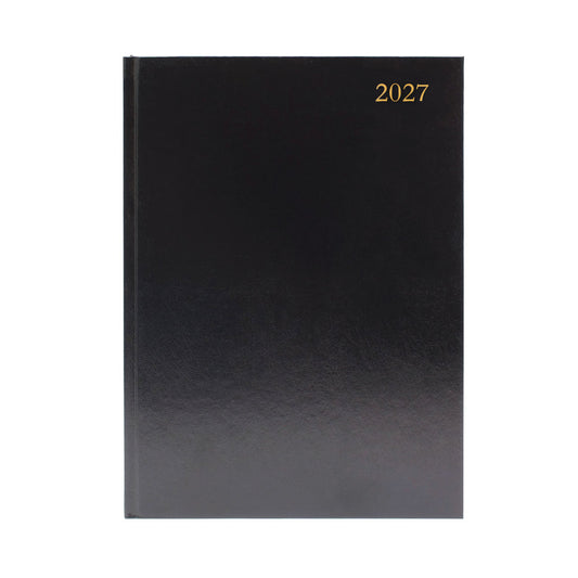 Janrax 2027 A4 2 Pages Per Day Black Desk Diary