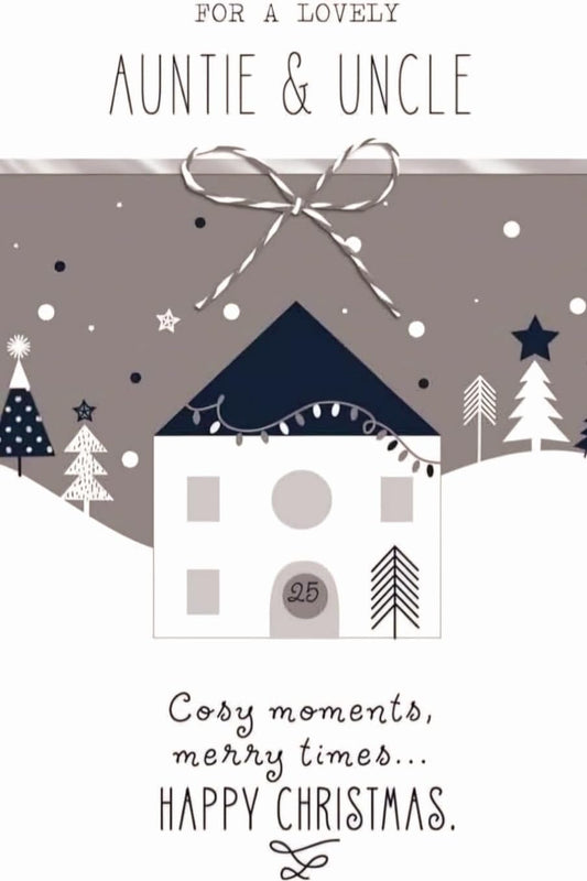 Snowy House Design Auntie & Uncle Christmas Card
