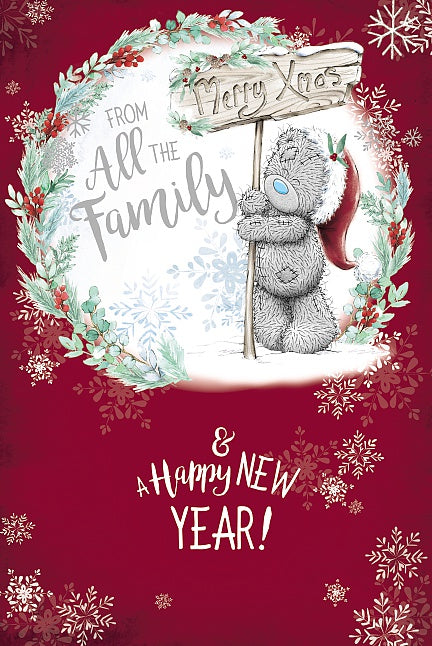 From All The Family Tatty Teddy With Wish Sign Board Design Christmas Card