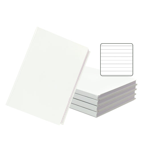 Pack of 5 A5 160 Pages 8mm Ruled White Casebound Notebooks