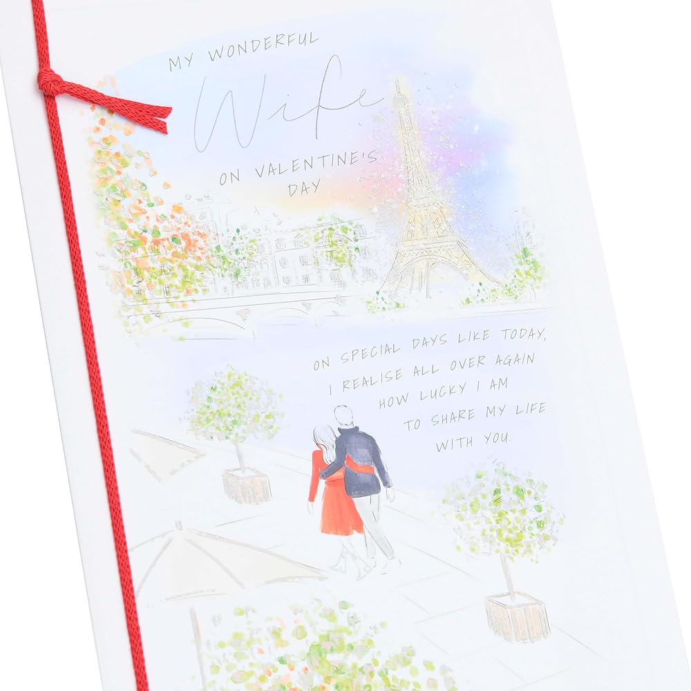Paris Riverside Scene with Eiffel Tower Design Wife Valentine's Day Card