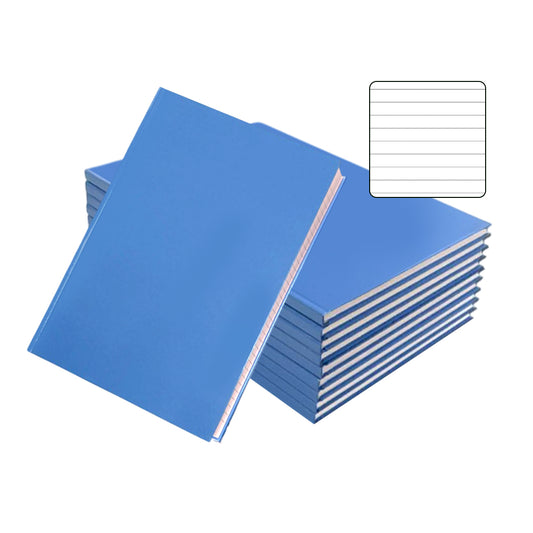 Pack of 10 A4 160 Pages 8mm Ruled Blue Casebound Notebooks