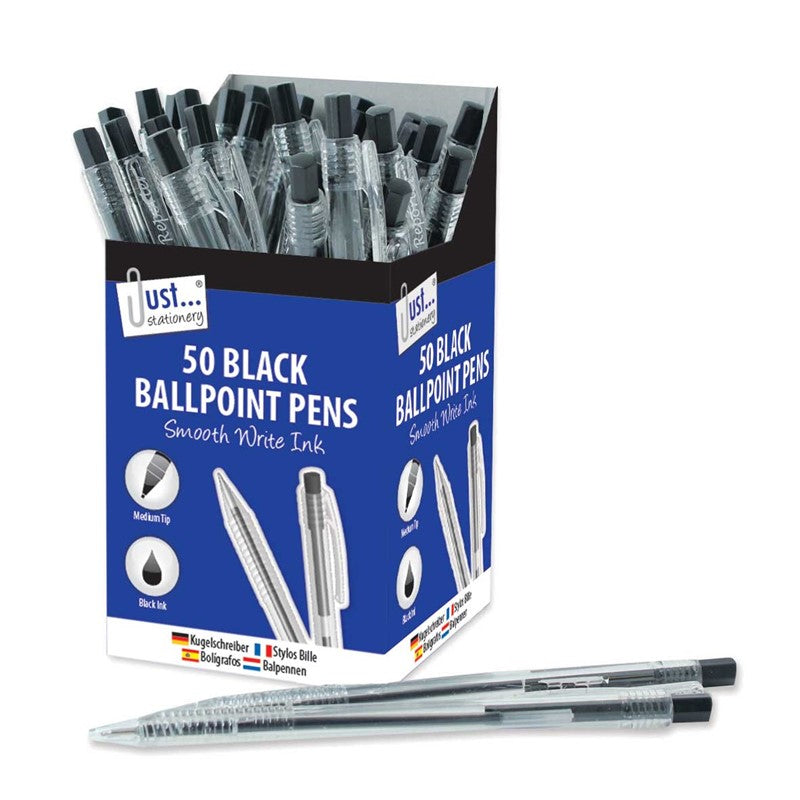 Pack of 50 Black Smooth Write Retractable Pens