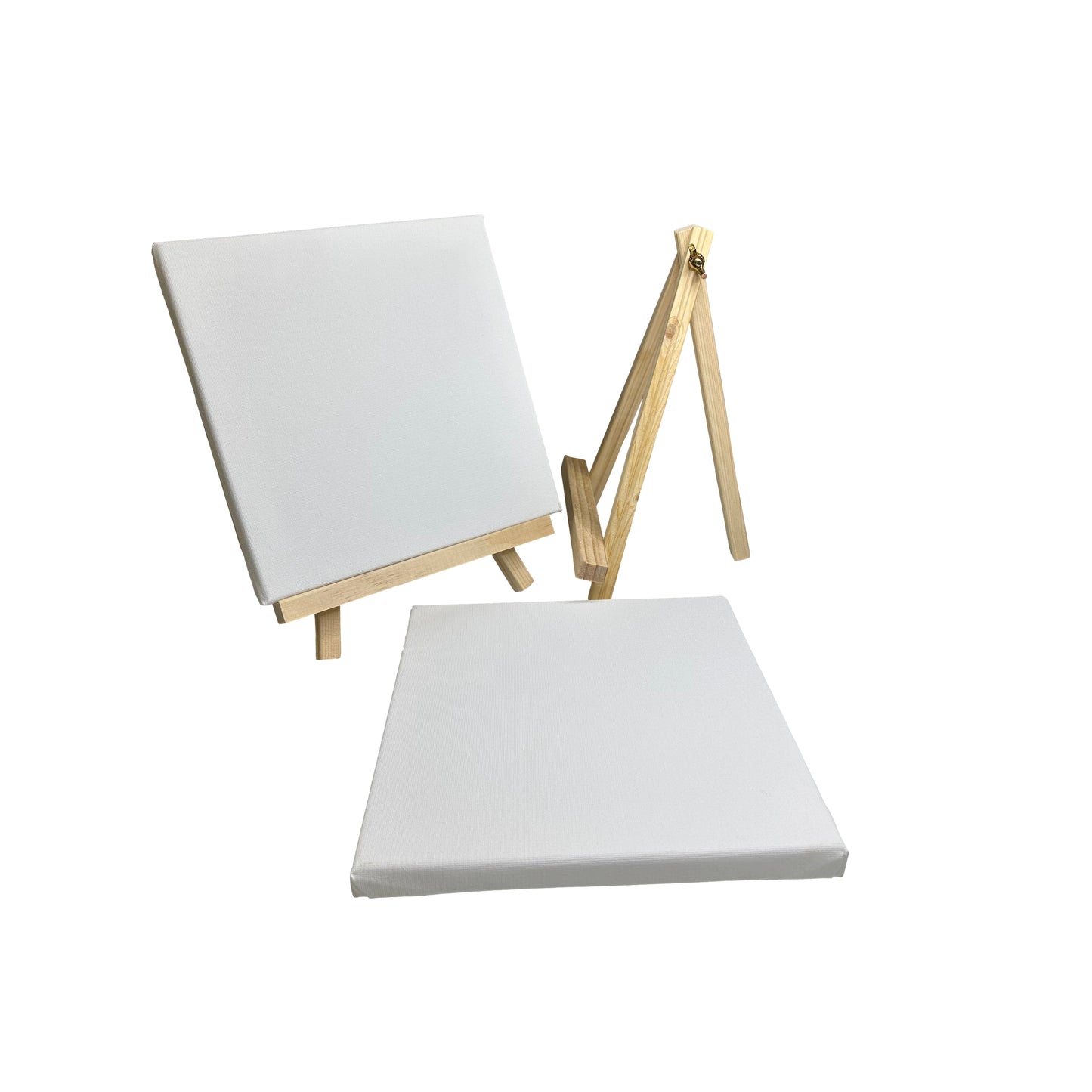 Pack of 6 20x20cm Canvas and Wooden Easel Sets
