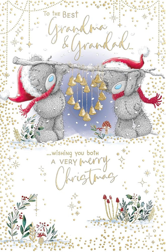 Bears With Bells Grandma And Grandad Christmas Card