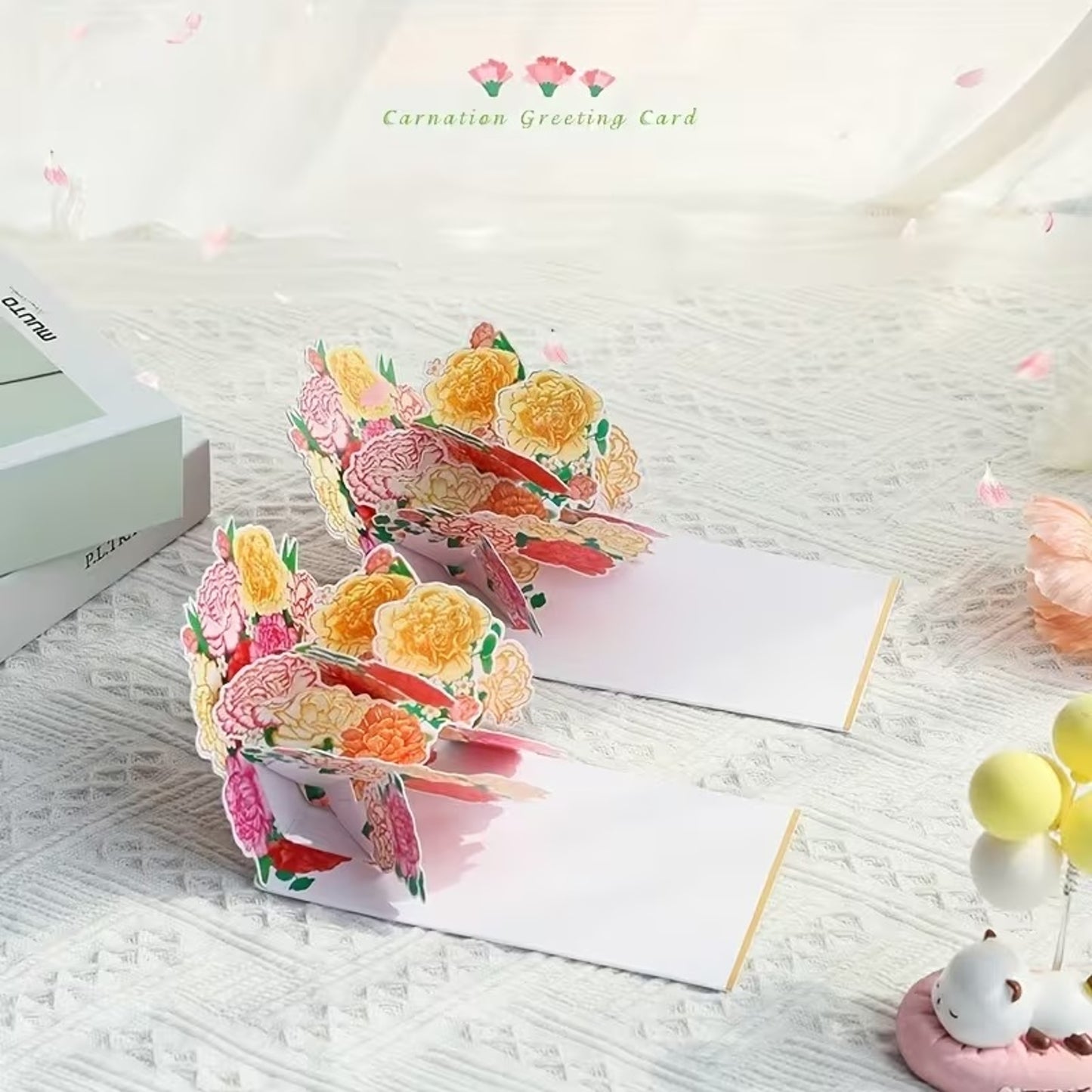 Carnation Half‑Masked 3D Pop Up Greeting Card