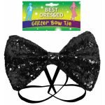 Bow Tie Glitter 12 x 7cm Black