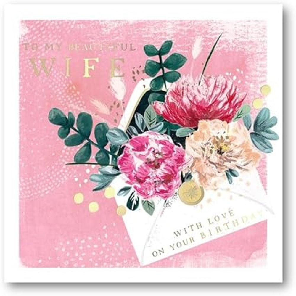 Flowers In Envelope Wife Birthday Card