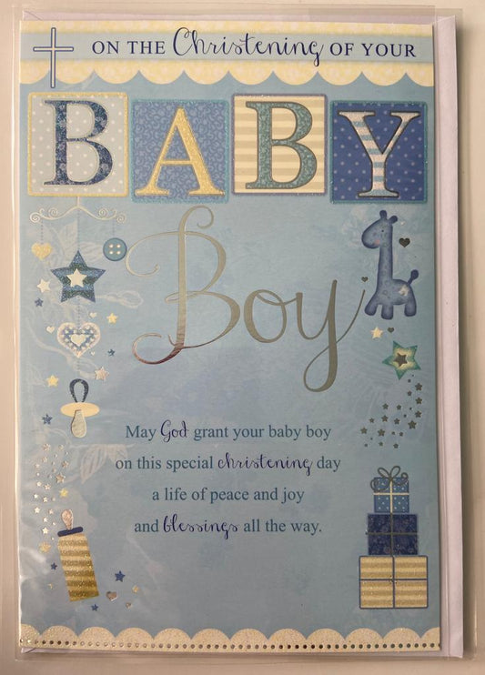 Baby Boy Sentimental Verse Christening Card