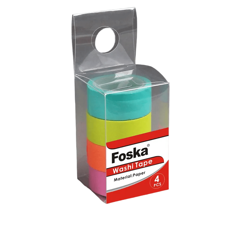 3x Pack of 4 Assorted Colour Washi Tapes 1.5cm x 5m