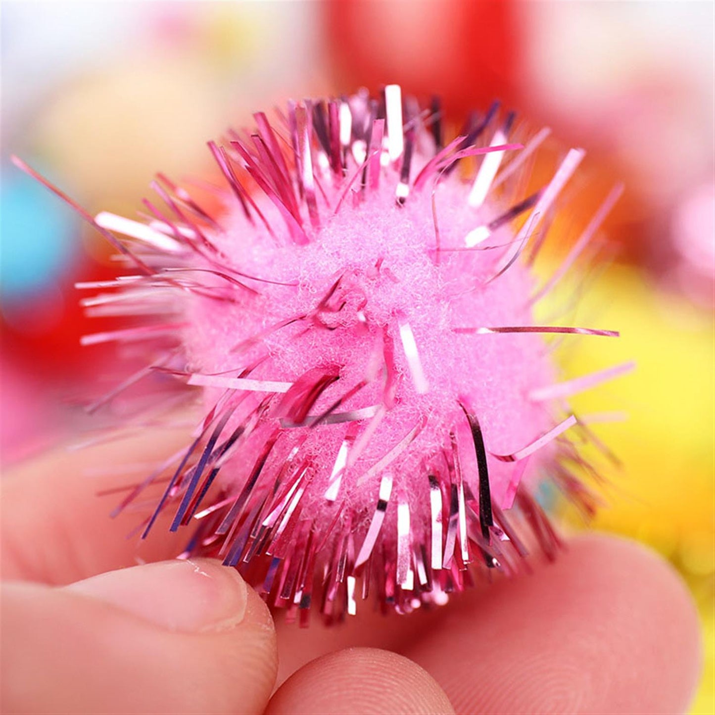 Bag of 15 Pieces 3cm Colorful Flash Pom Pom Balls