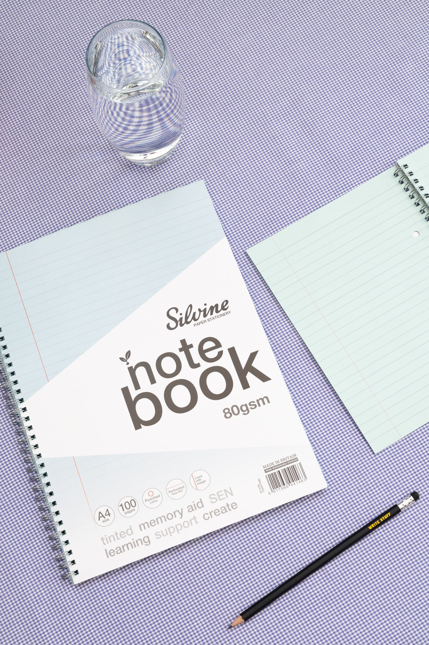 A4+ 100 Pages Twin Wire SEN Blue Paper Dyslexia Notebook - Lined with Margin