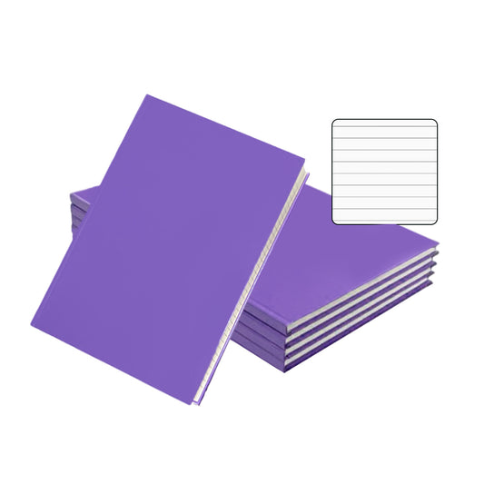 Pack of 5 A4 160 Pages 8mm Ruled Purple Casebound Notebooks