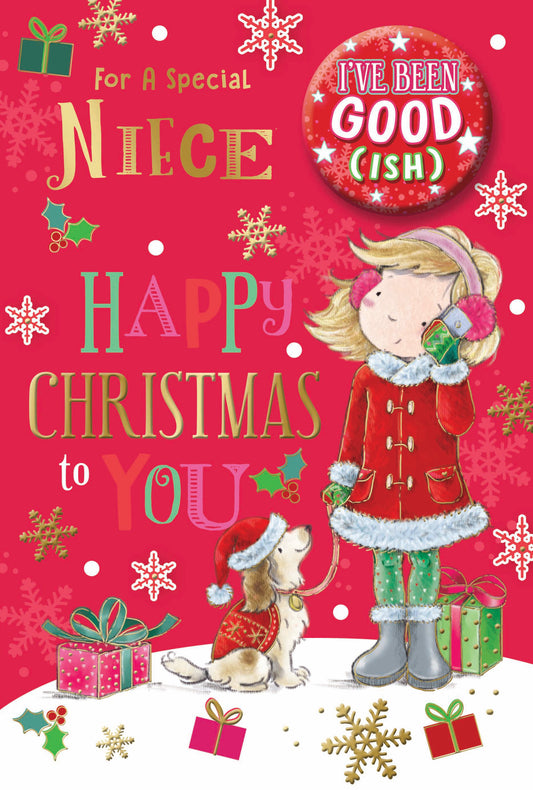 For a Special Niece Gold Foil Finished Christmas Card