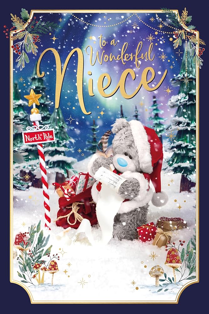 Bear And Xmas List Niece Photo Finish Christmas Card