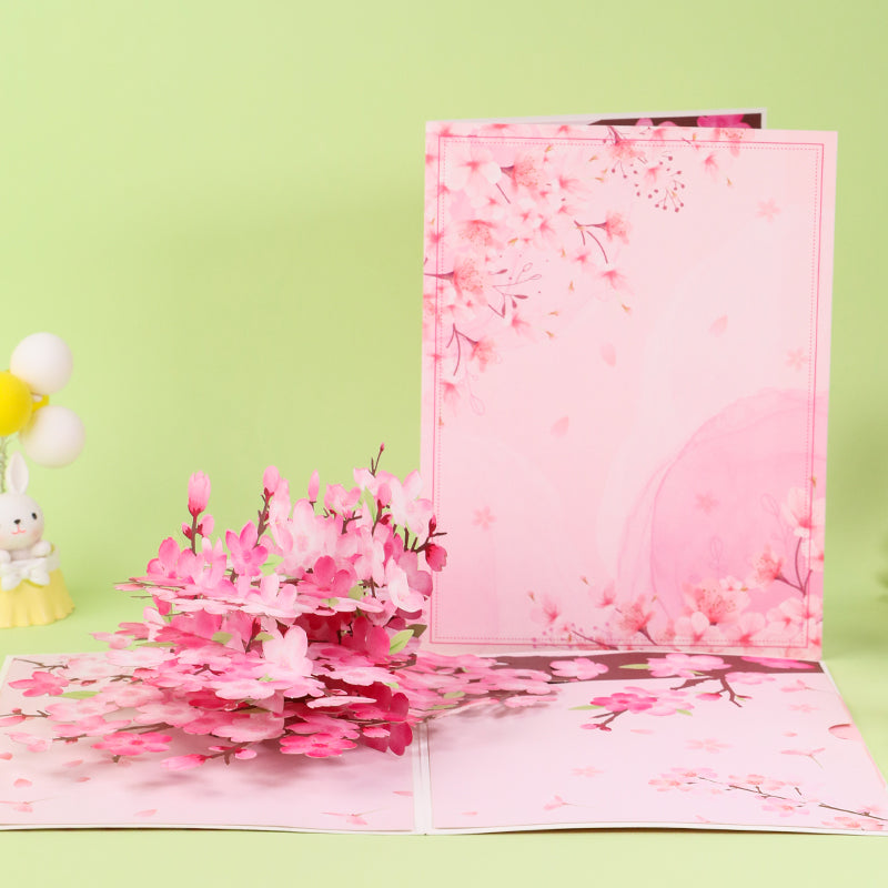 A Blooming Wish in Cherry Pink 3D Pop Up Greeting Card - Mother's Day Birthday Anniversary