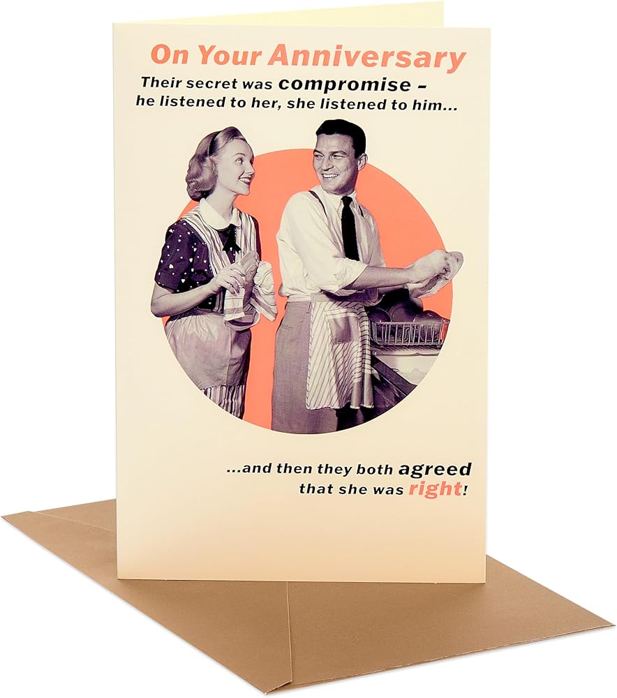 Vintage Couple Washing Dishes Anniversary Card