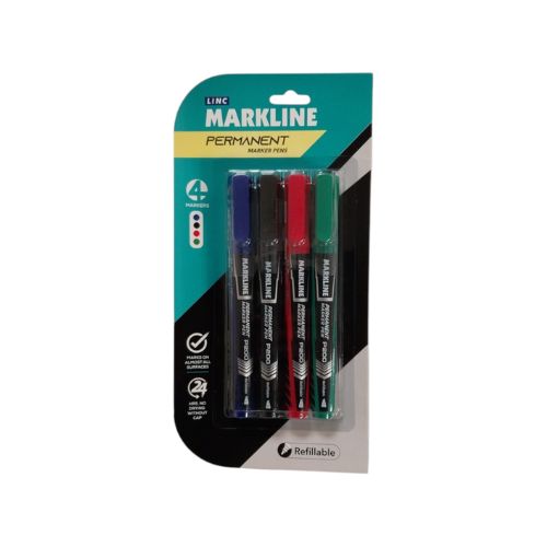 Pack of 4 Assorted Permanent Markers Bullet Tip