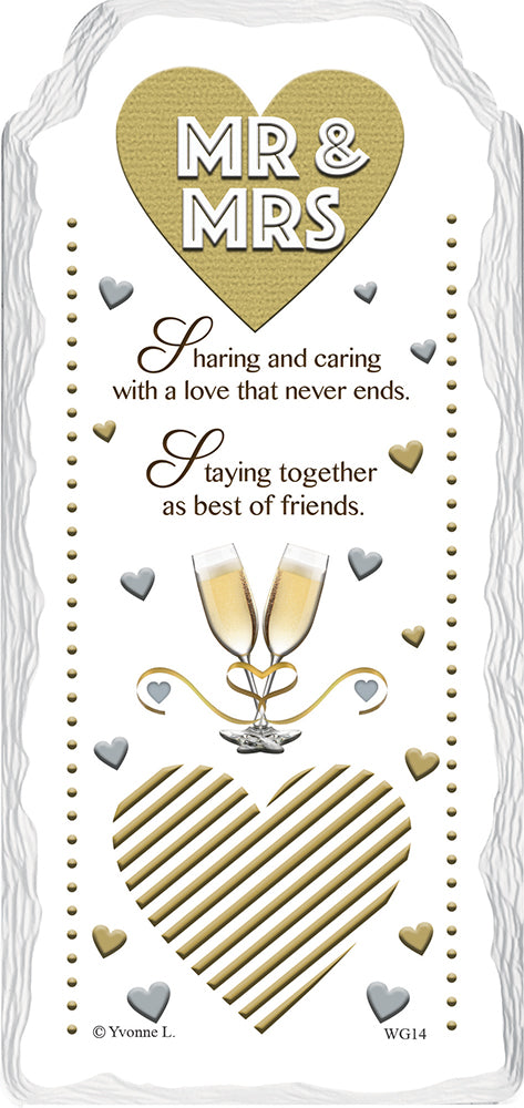 Mr & Mrs Sentimental Handcrafted Ceramic Plaque - Wedding Anniversary Engagment Gift