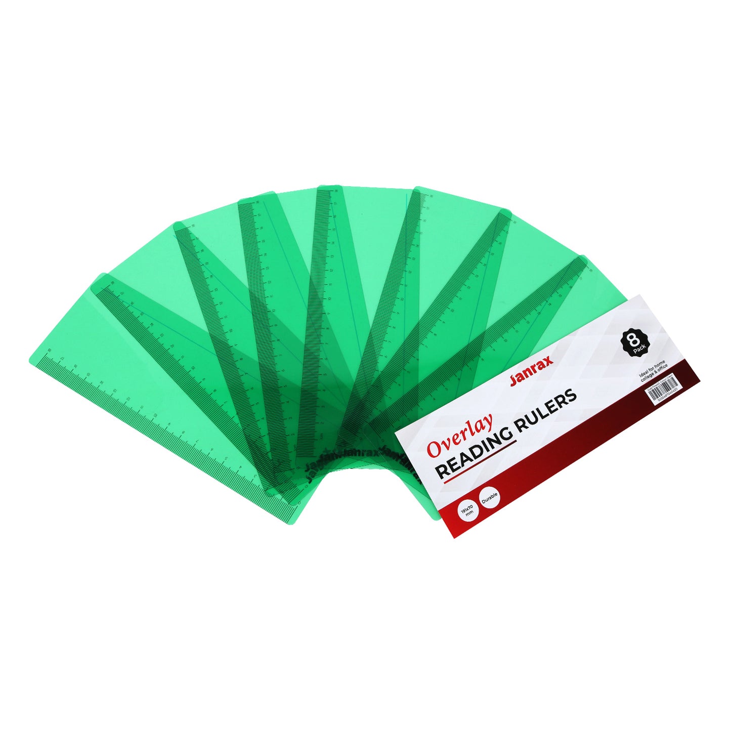 Pack of 24 Green 191x70mm Dyslexia Overlay Reading Rulers – PET Material, Rounded Corners