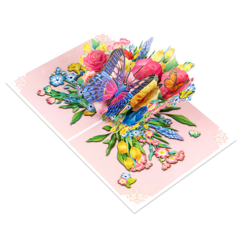 Wings of Joy Butterfly & Flower 3D Pop Up Greeting Card - Anniversary Mother's Valentine's Day