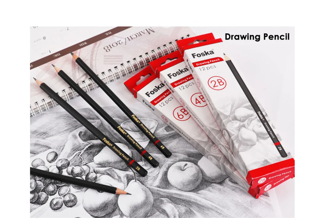 Pack of 12 Professional Quality Sketch Drawing 2H Pencils