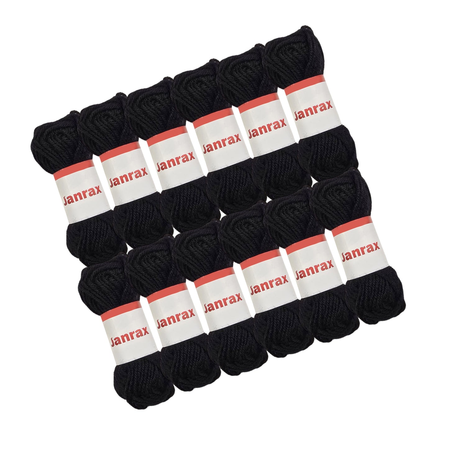 Pack of 20 Black Acrylic Yarn Rolls – 10g each, 4 Strand 8 Ply Knitting Wool