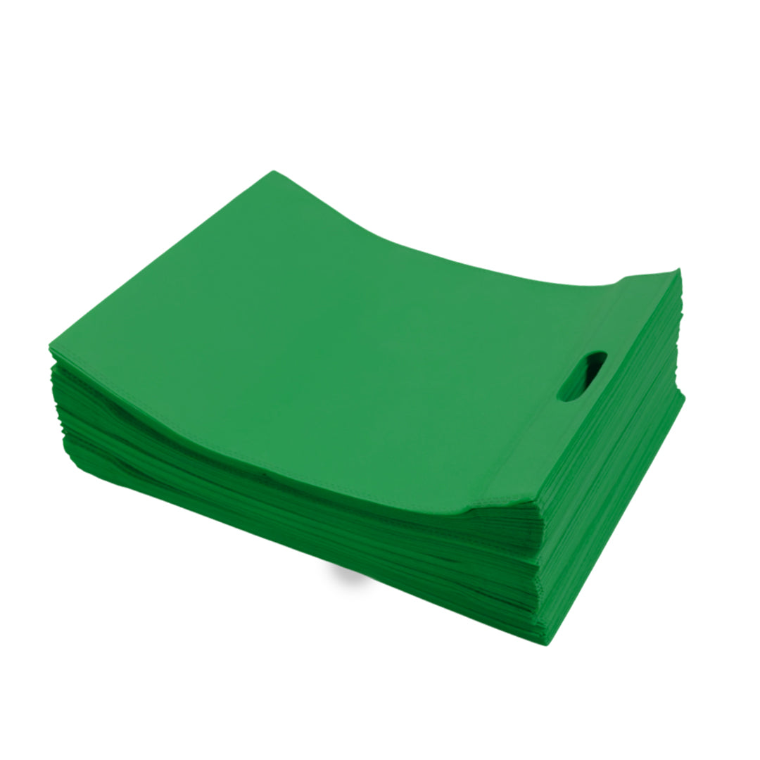 Pack of 50 Dark Green Coloured 50x40cm Non-Woven Patch Handle Bags