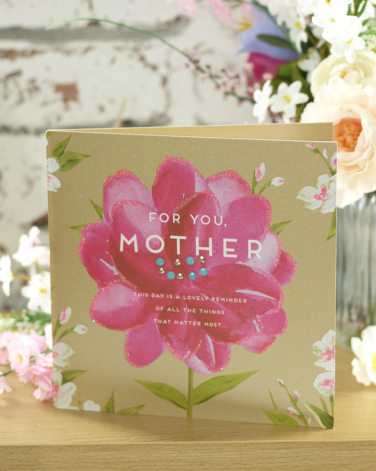 For A Wonderful Lovely Pink Flower Design Mother's Day Card