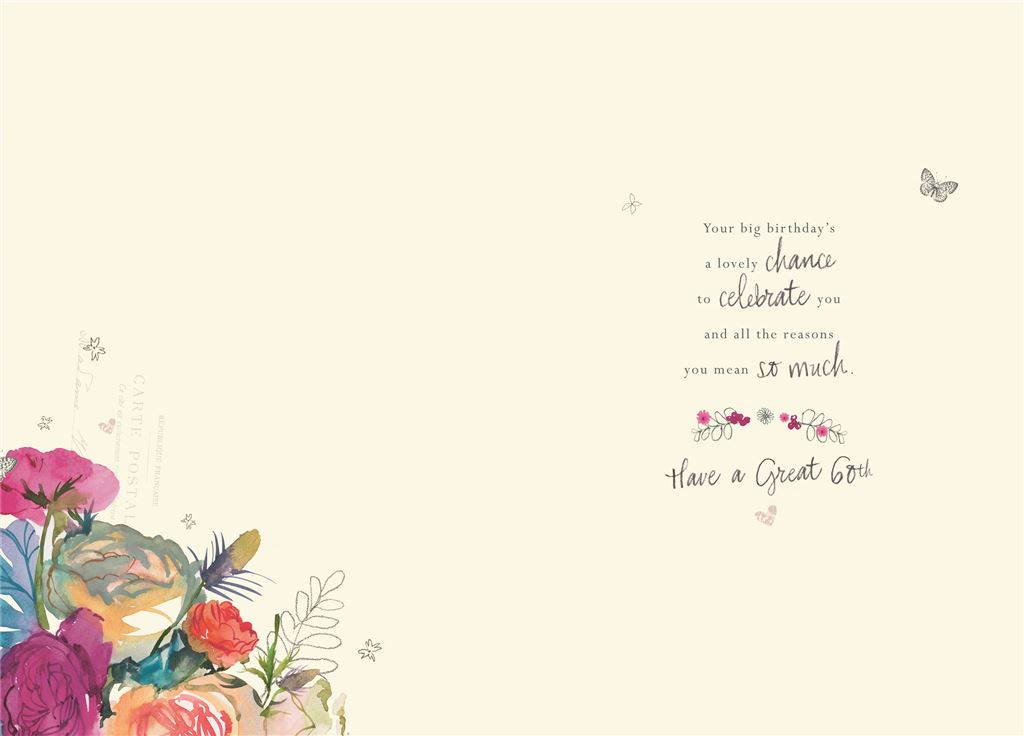 Willow Floral Bouquet 60th Birthday Card