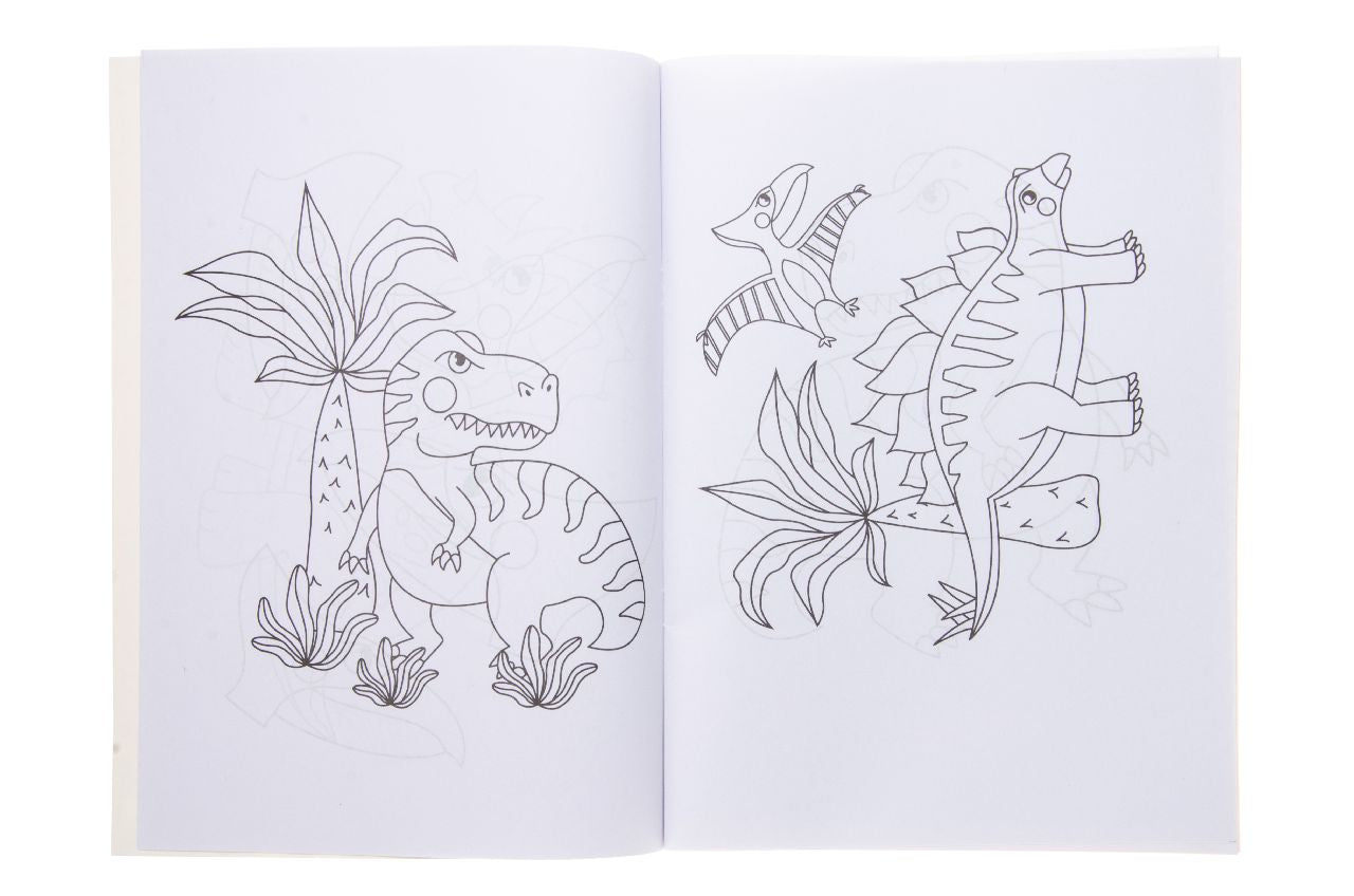 Pack of 6 A4 Dinosaur Coloring Books with Stickers Sheet
