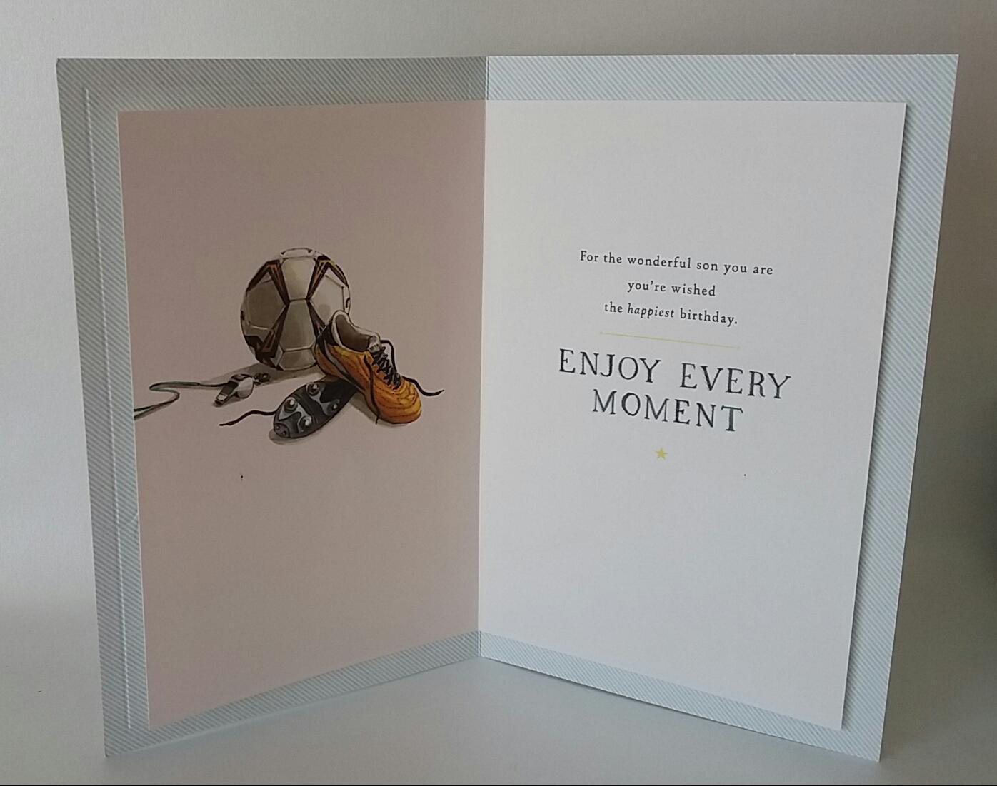 Son Birthday Enjoy Every Moment Greetings Card Football Kit 
